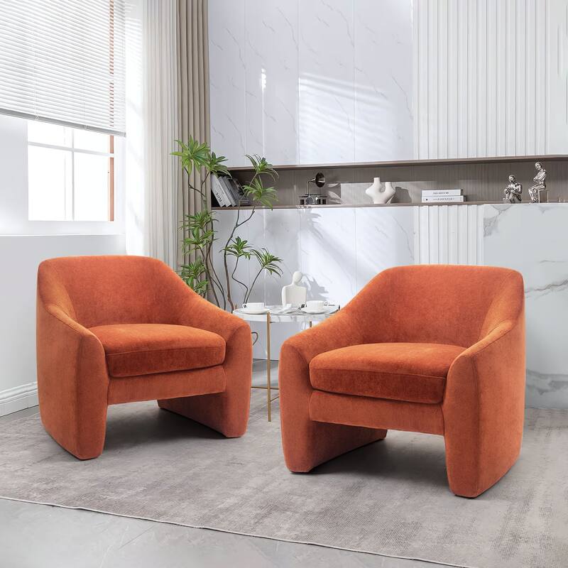 Modern Upholstered Oversized Accent Chairs - 2 SET - Terra Chenille