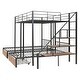 preview thumbnail 11 of 10, Full over Twin-Twin Triple Bunk Bed with Drawers and Staircase, Black