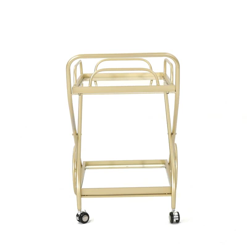 Perley Traditional Glass Bar Cart with Shelves by Christopher Knight Home - N/A