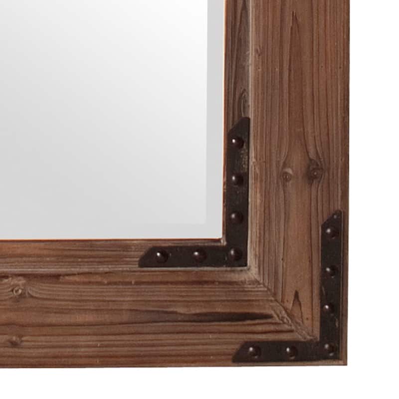 Allan Andrews Rectangular Wood Framed Wall Mirror with Black Iron Accents - 46.5"H x 34.75"W