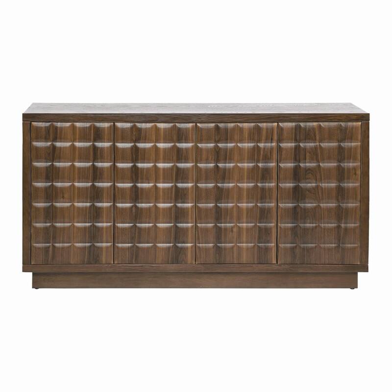 Modern 4-Door Storage Cabinet with Geometric Design and Adjustable Shelves for Home Organization