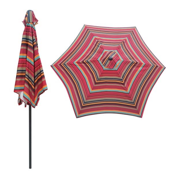 brown striped patio umbrella Safavieh Athens Inside Out 9Ft Crank Outdoor Auto Tilt a perfect balance of style and functionality Inès French Country Beige Striped