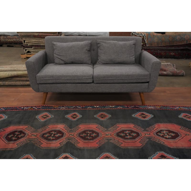 Hand Knotted Oriental 100% Wool Carpet Traditional Tribal Greys & Charcoal Tabriz Area Rug - 8' 8'' X 4' 6''