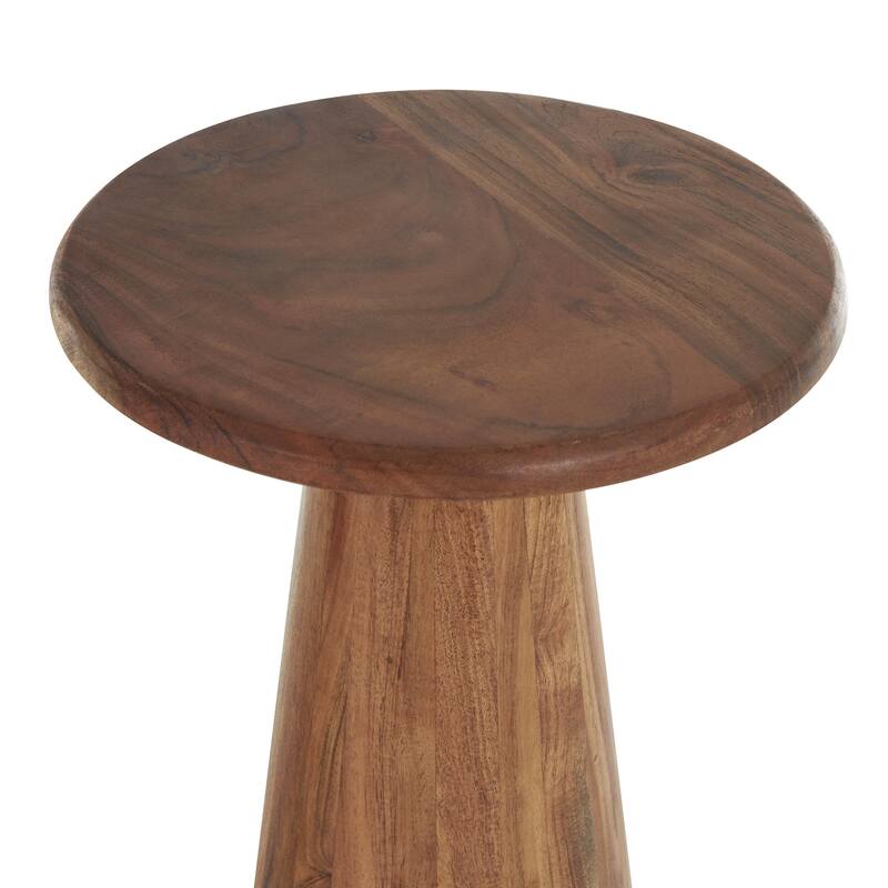 Brown or Light Brown Wood Side End Accent Table with Natural Wood Grains and Cone Shaped Bases (Set of 3)