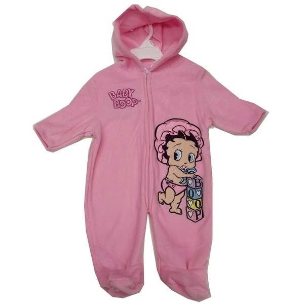Nickelodeon Baby Girls Pink Baby Boop Hooded Zipper Coverall 3-9M