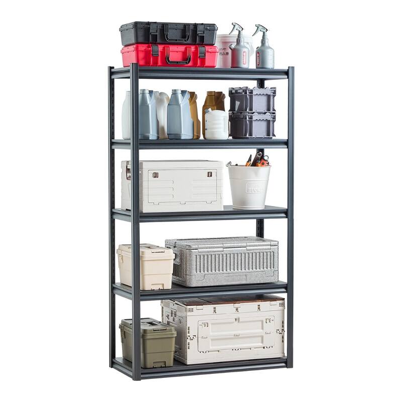 Black Steel Adjustable Garage Shelves, 3000 lbs Heavy-Duty Rack