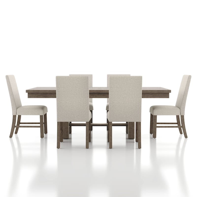 Furniture of America Jusk Rustic Grey Wood 7-Piece Dining Table Set