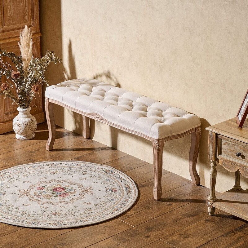 Beige end of bed outlet bench
