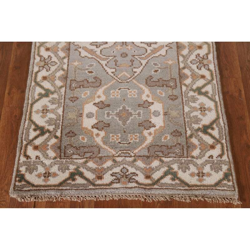 All-Over Oushak Oriental Runner Rug Handmade Wool Carpet - 2'7"x 15'6"