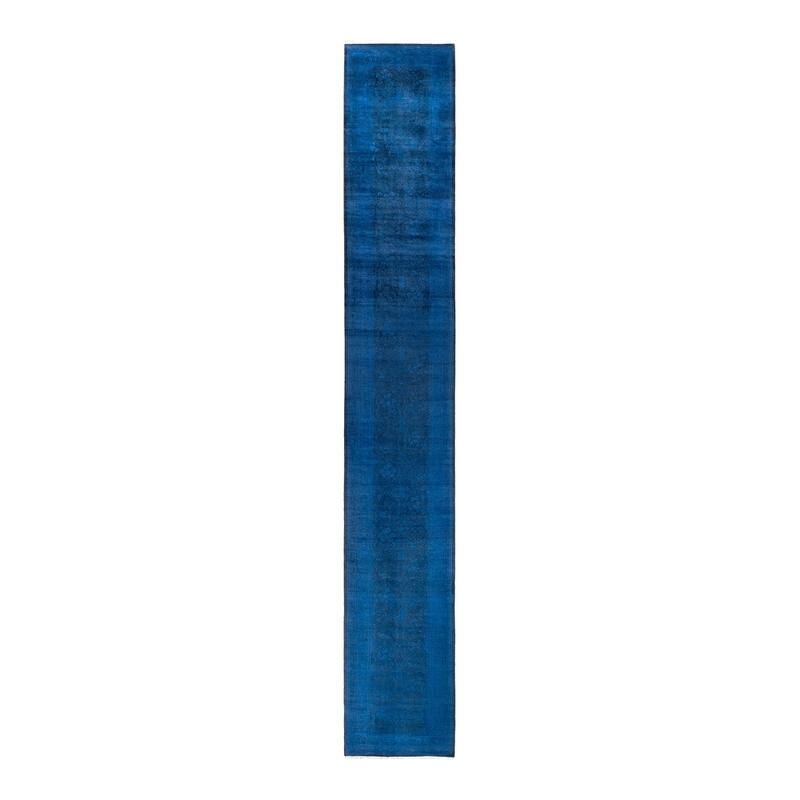 Overton Hand Knotted Wool Vintage Inspired Modern Contemporary Overdyed Purple Runner Rug - 2' 8" x 18' 4"
