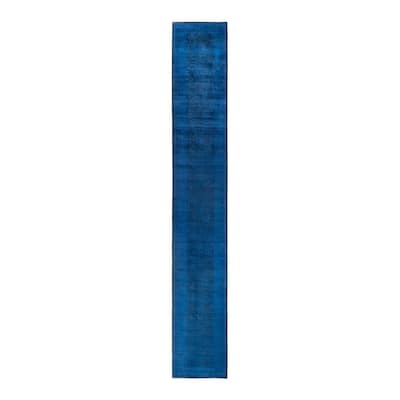 Overton Hand Knotted Wool Vintage Inspired Modern Contemporary Overdyed Purple Runner Rug - 2' 8" x 18' 4"