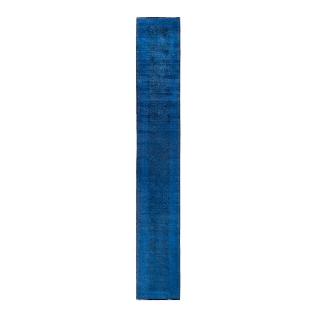 Overton Hand Knotted Wool Vintage Inspired Modern Contemporary Overdyed Purple Runner Rug - 2' 8" x 18' 4"