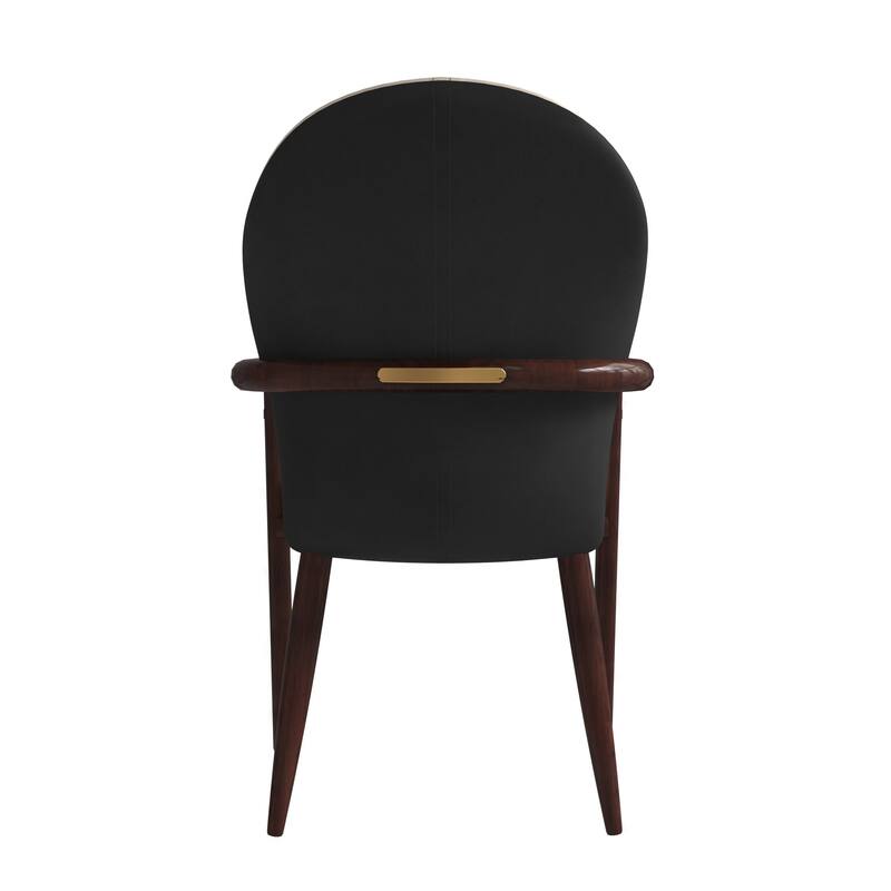LeisureMod Set of 2 Modern Leather/Velvet Dining Chair - Elegant Armchair with Gold Accents for Home Office & Kitchen