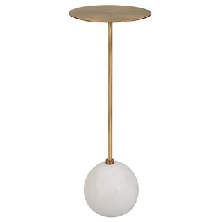 Marble Foot Drink Table - 22" - White and Gold
