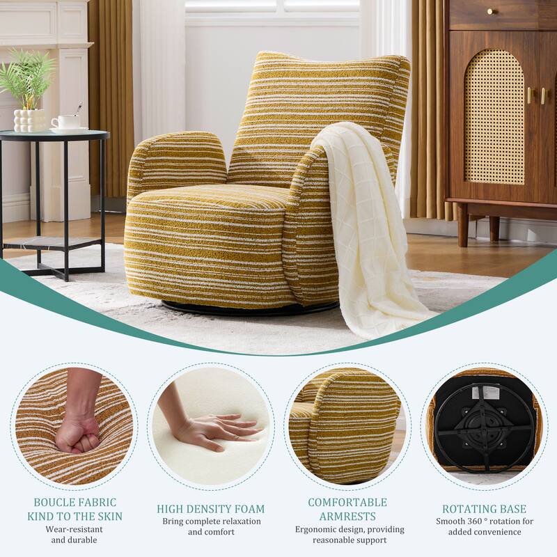 Modern Style Swivel Leisure Chair - Mustard yellow