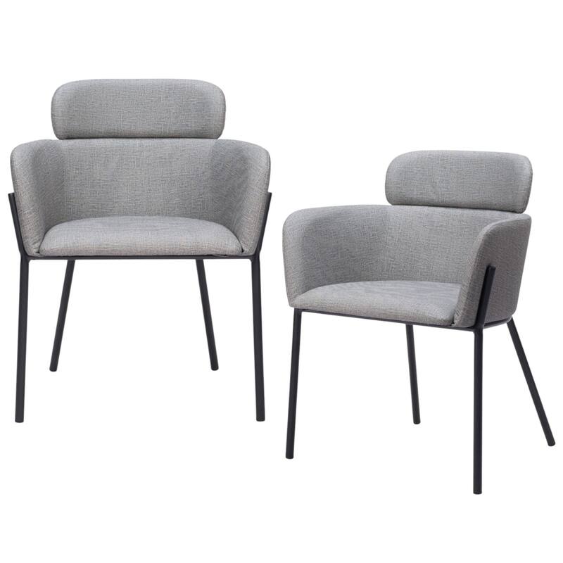 HomeRoots Set of Two Gray and Black Upholstered Faux Leather Dining Arm Chairs - 25.00 in. x 31.30 in. x 23.00 in.