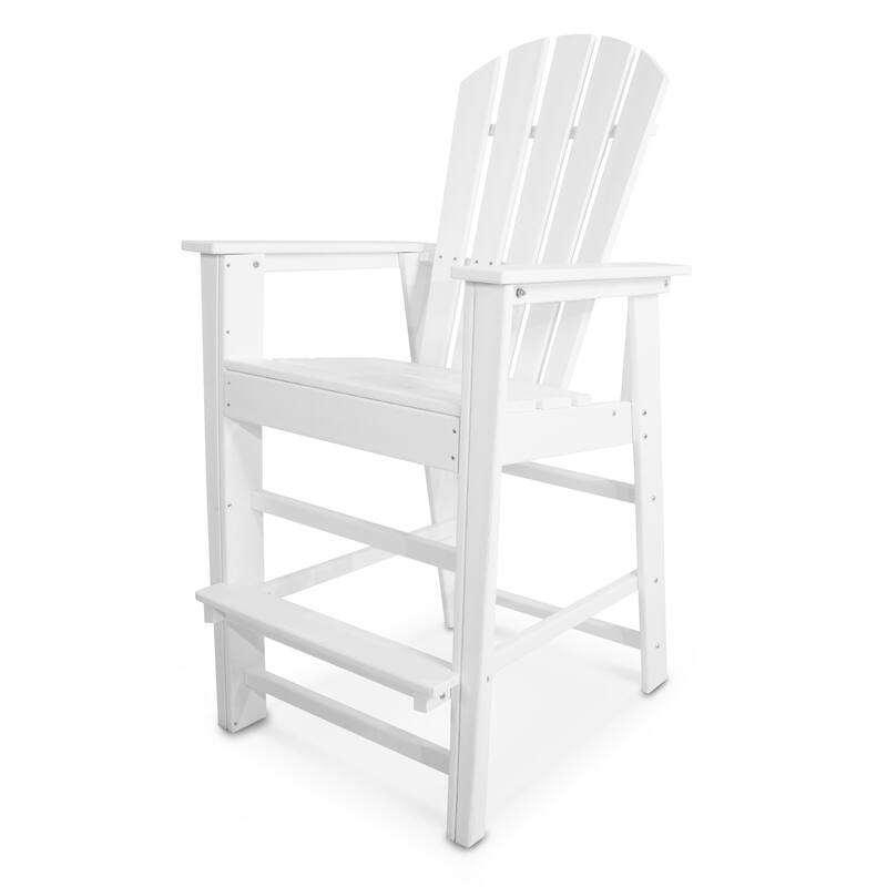 POLYWOOD South Beach Outdoor Adirondack Bar Chair - White
