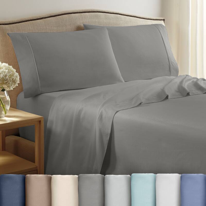 Martex 400 TC 100% Cotton Sateen, Deep Pocket, Silky Soft Sheet Set - Queen - Grey