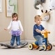 preview thumbnail 22 of 33, 3-in-1 Kids Rocking Horse with Balance Board and Removable Seat - 16” L x 24” W x 18.5” H Blue-Yellow
