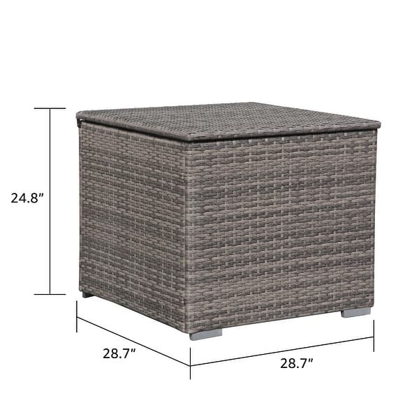 dimension image slide 4 of 3, Outdoor Wicker Storage Box 90 Gallon Resin Deck Box