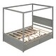 preview thumbnail 25 of 29, Full Size Platform Bed with 4 Drawers, Canopy Bedframe w/ 8 Support