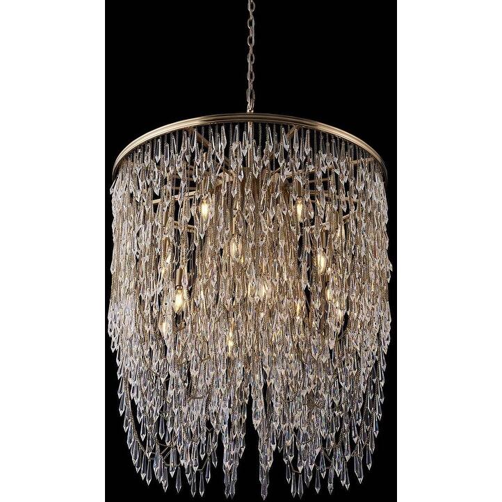 Allegri 040656-FR001 Frangia 18 Light 34" Wide Crystal Pendant - Brushed Champagne Gold