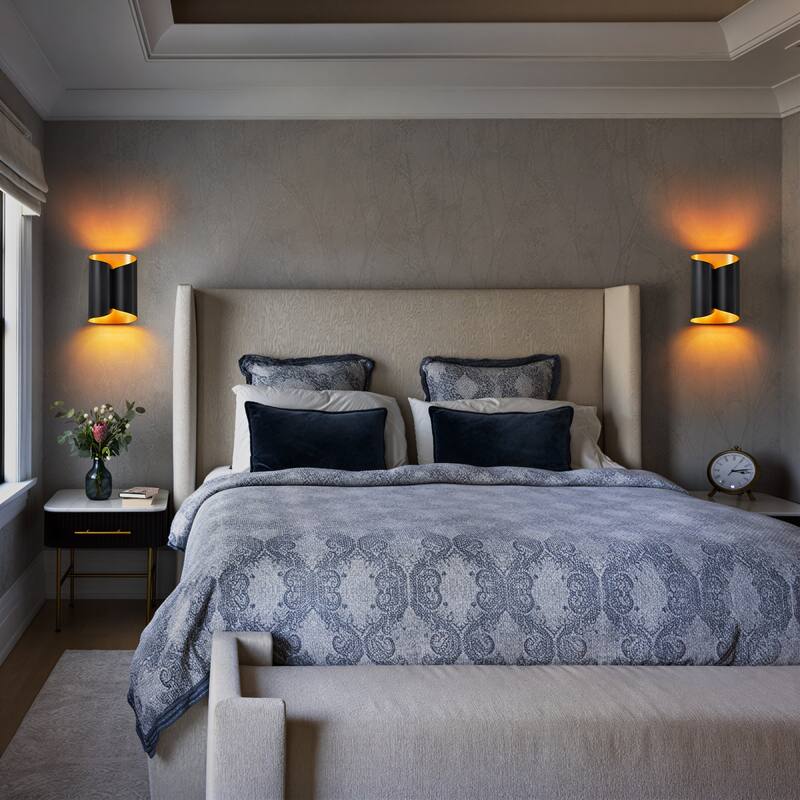 2-Light Matte Black Wall Sconce