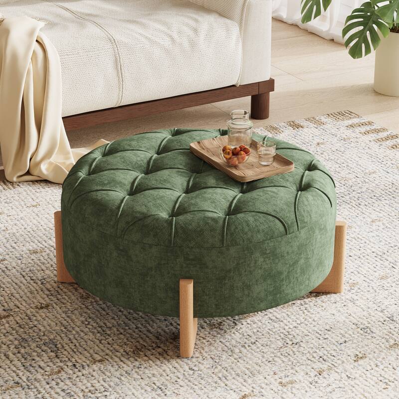 Modern Round Tufted Ottoman