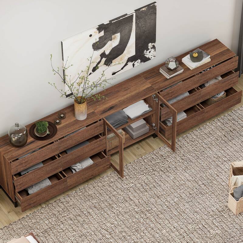 WAMPAT Modern Dresser with Adjustable Shelves and Drawer, 3 in 1 Storage Cabinet for Bedroom