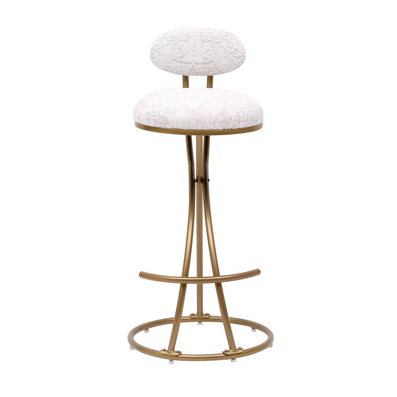 Round Print Bar Stools Set of 2 Metal Upholstered Chairs for Kitchen Island & Dining Rooms Counter Stools