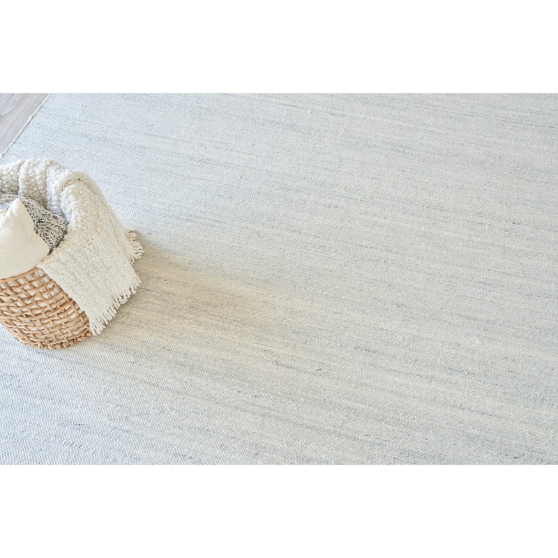 EXQUISITE RUGS Tocayo Flatweave New Zealand Wool Ivory/Light Blue Area Rug.