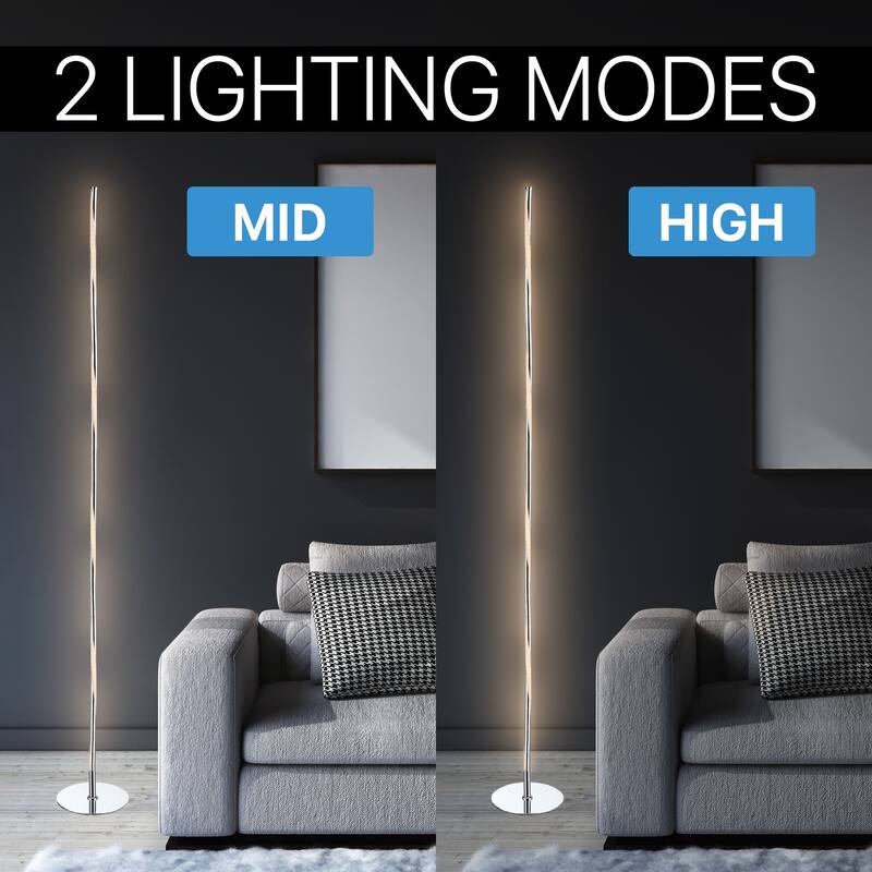 Iris 63.75" LED Integrated Floor Lamp, Chrome by JONATHAN Y