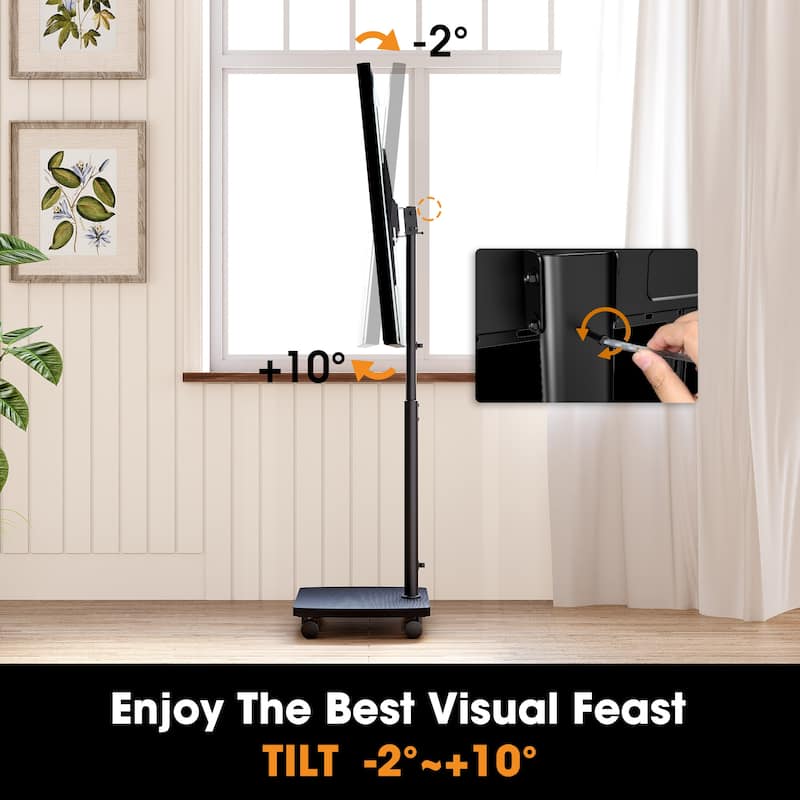 AOKCOS Modern Rolling TV Stand with Wheels for 43 to 75 inch TVs