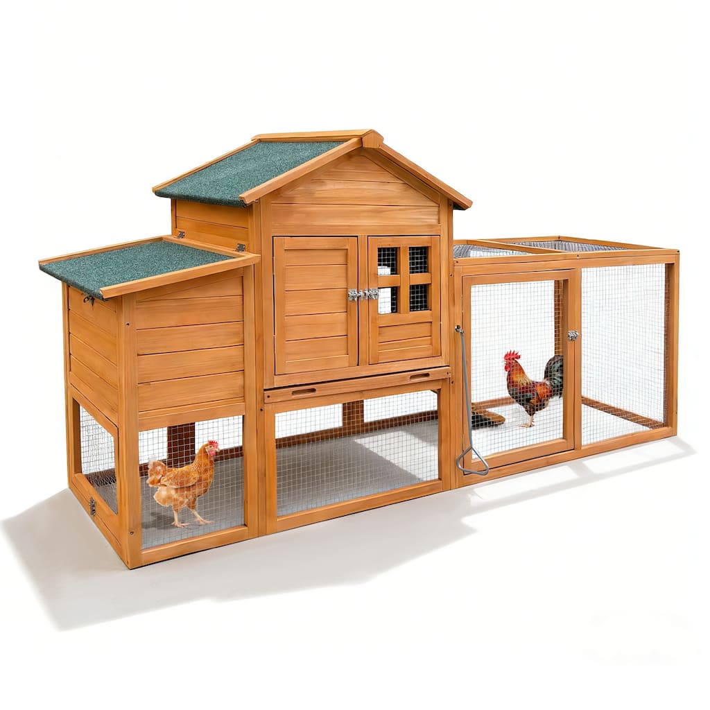 80" Chicken Coop with Nest Box and Removable Tray, Hen House for 2-6 Chickens, Outdoor Weatherproof Small Animal Cages
