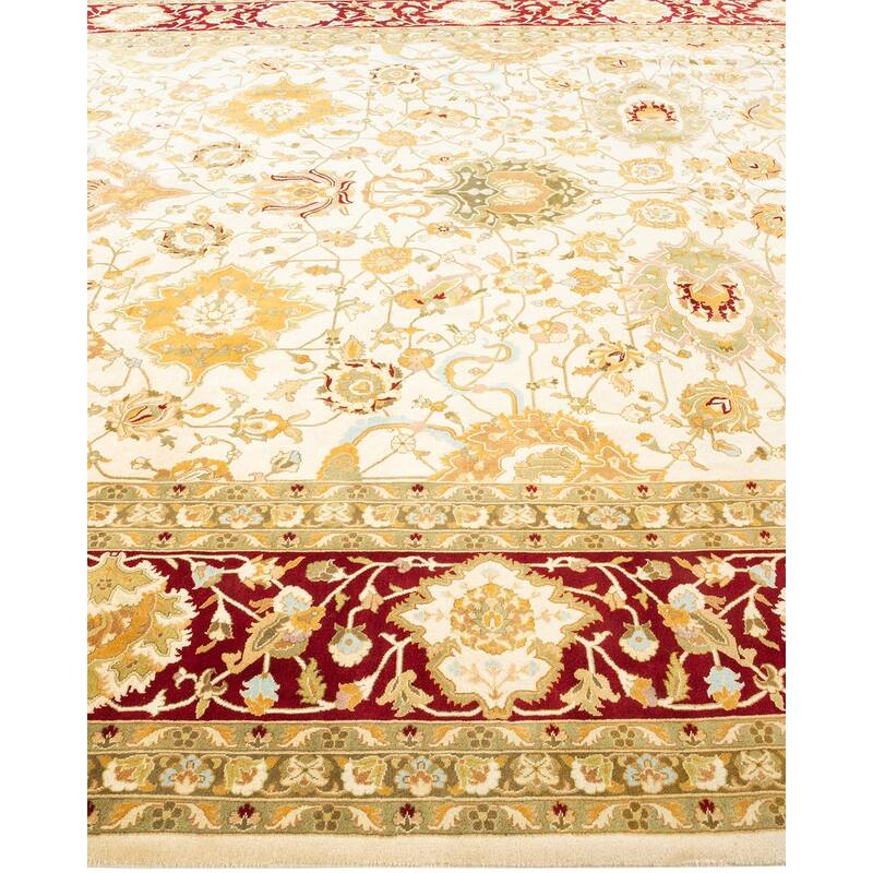 Overton Handknotted Wool Traditional Oriental Ivory Area Rug - 9' x 12'