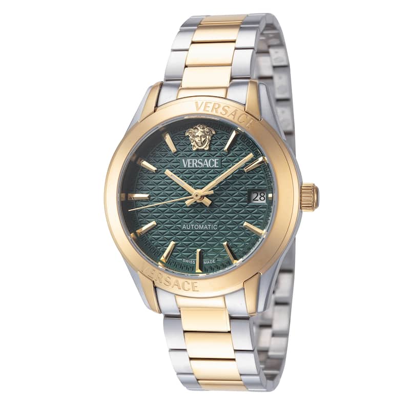 Versace Women's Greca 35mm Green Dial Stainless Steel Automatic Watch - Two-Tone - One Size