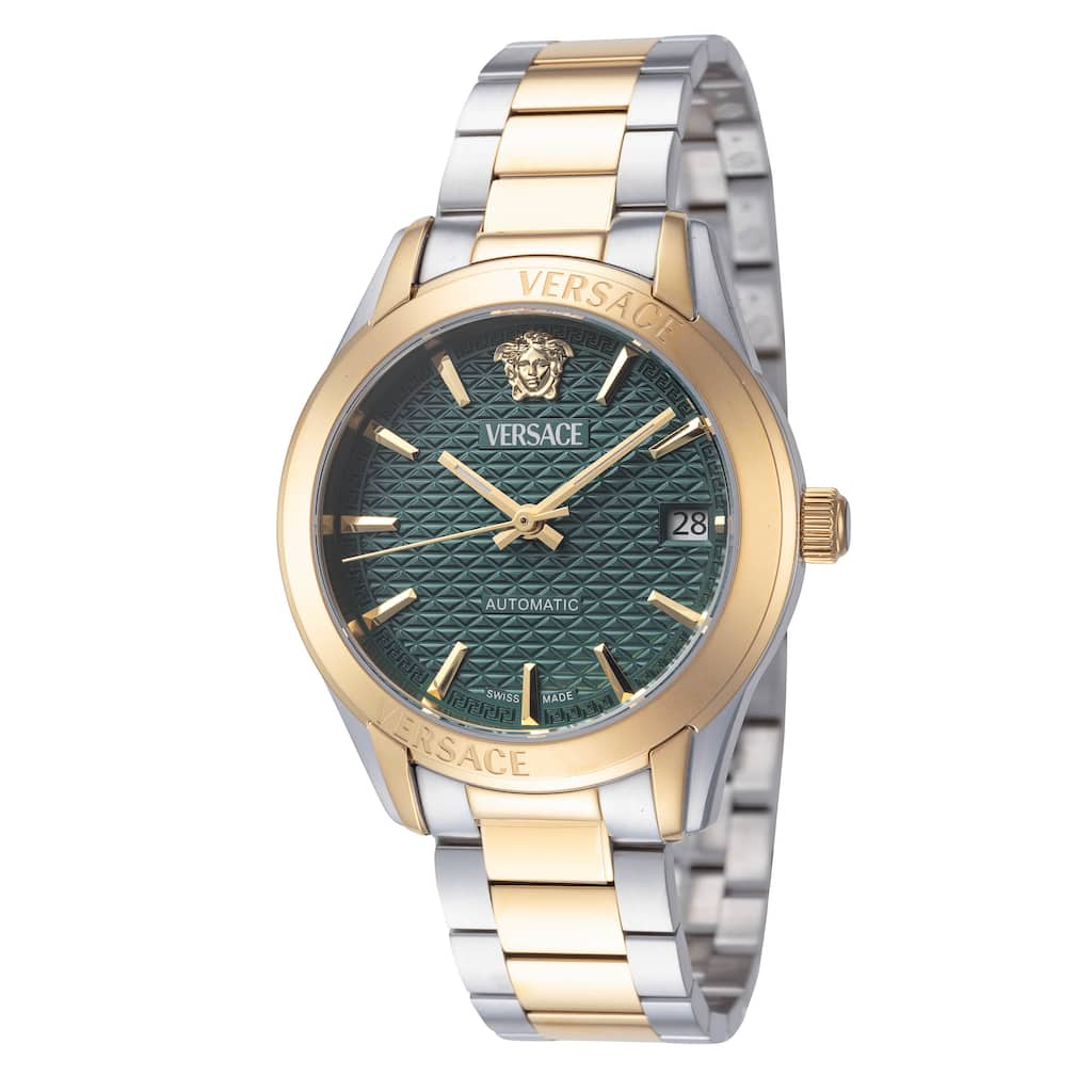 Versace Women's Greca 35mm Green Dial Stainless Steel Automatic Watch - Two-Tone - One Size