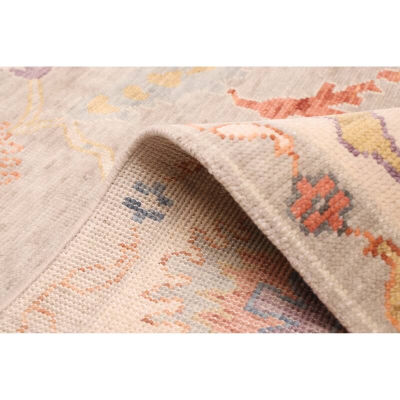 ECARPETGALLERY Hand-knotted Modern Oushak Light Grey Wool Rug - 7'11 x 9'10