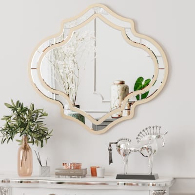 Gold Modern Art Decorative Wall Mirror Irregular Frame - 34.65" W x 31.49" H x 0.79" D