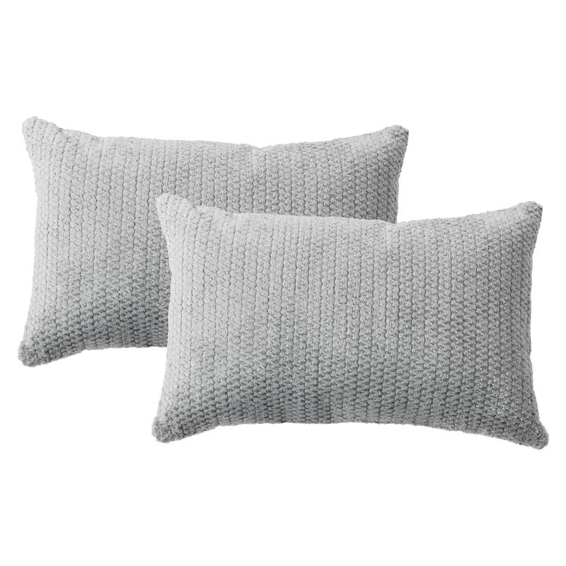 Sorra Home Velvet Shimmer Indoor Textured Knife Edge Lumbar Pillows (Set of 2)