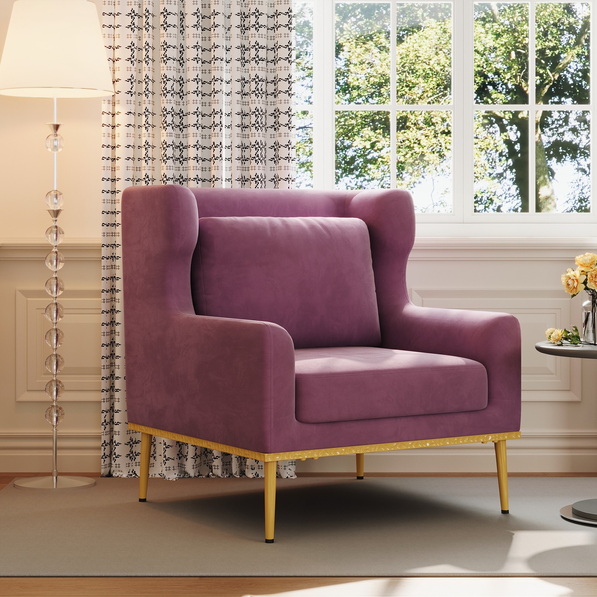 Modern Armchair Velvet Accent Chair Reading Chair Single Sofa Chair for Living Room