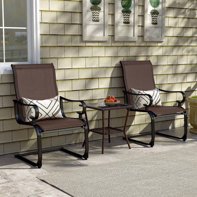 Costway Set of 2 Patio Chairs C-Spring Motion Chairs with Quick-drying - See Details