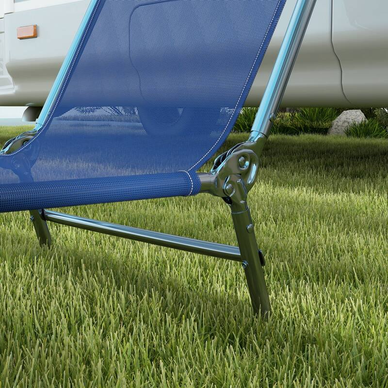 Outsunny 2 Piece Folding Chaise Lounge Chairs, Pool Sun Tanning Chairs, Outdoor Lounge Chairs with 6-Position Reclining Back