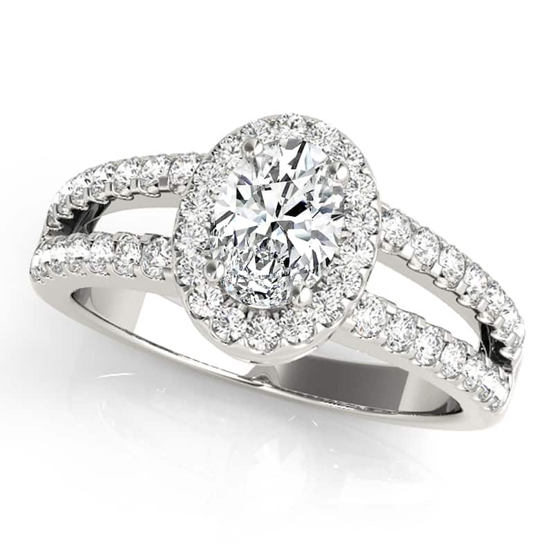 Auriya 14k White Gold Lab Grown Oval Diamond Halo Engagement Ring 0.50 to 5.00 ct. tw. (F-G VS) - 1.00 ct. center - 5