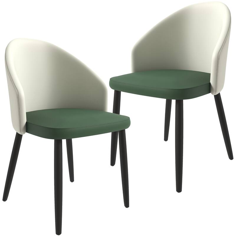 Upholstered Dining Chair in Leather/Fabric/Boucle with Wood Legs Set of 2 Paradiso Collection