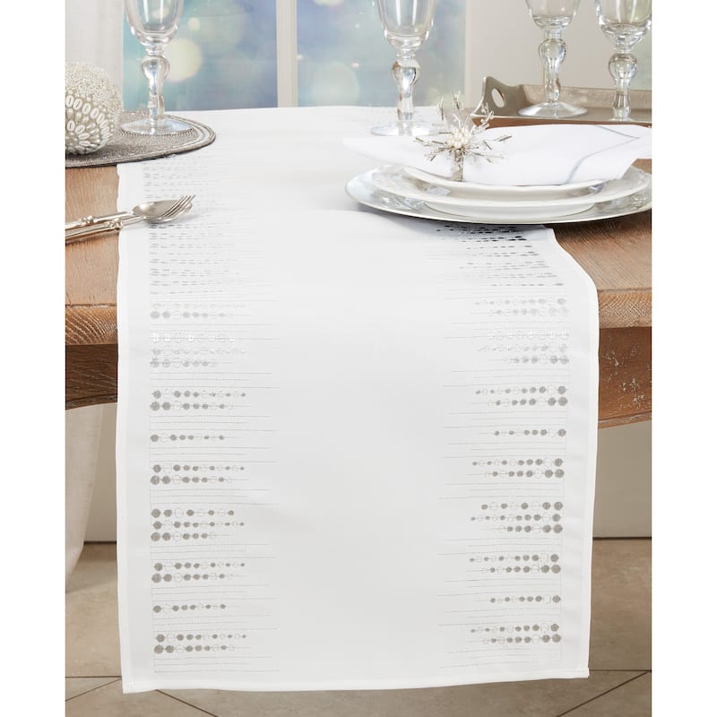 Elegant Embroidered Dots Table Runner