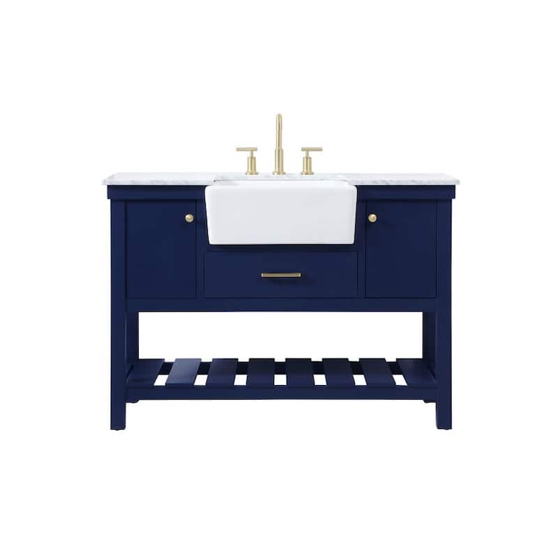 Elegant Lighting VF60148 Clement 48" Free Standing Single Basin Vanity - Blue - Painted