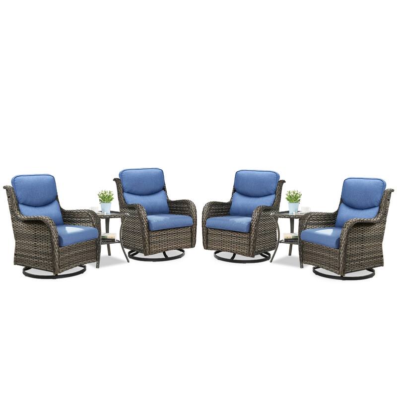 Pocassy Outdoor Glider Chairs Table with 5Inch 6Inch Cushion