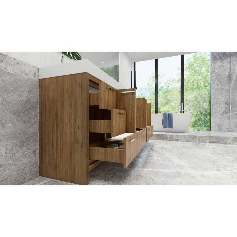 Dove 84'' Freestanding Vanity with Double Reinforced Acrylic Sink