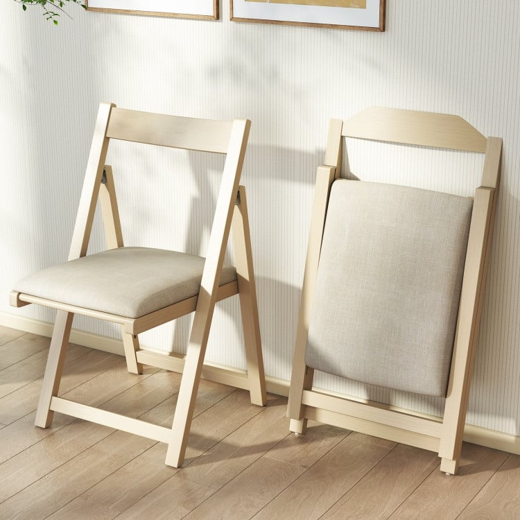 Rubber Wood Dining Chairs Set of 4 with Cushioned Seats Ergonomic Backrest - 22.5" x 19.5" x 34"